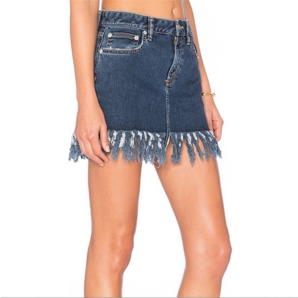 TULAROSA- Denin Frayed Mini Skirt Size 27